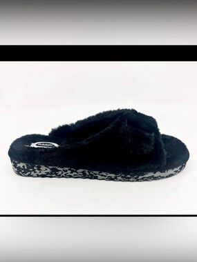 Dr Scholls Staycay OG Black Faux Fur Womens Slippers Open Toe Sandals Size 9 M
